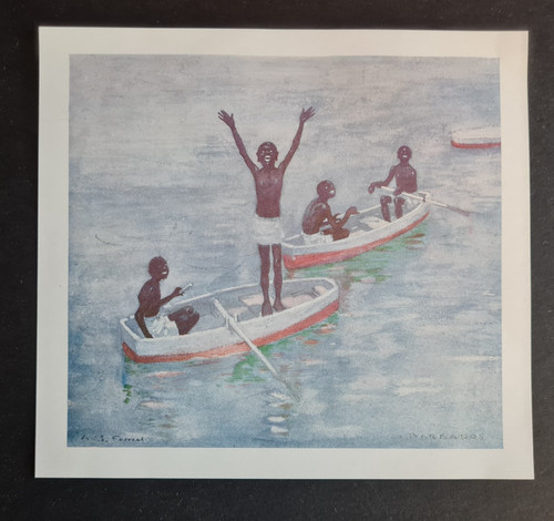 Antique 1905 print diving - antique,