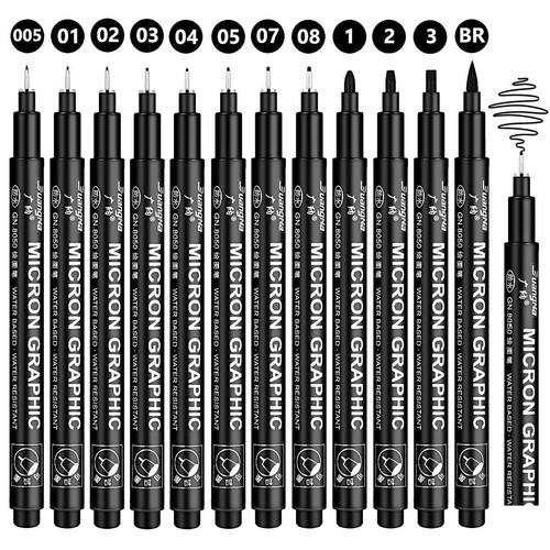 Black fineliner pens set - black,