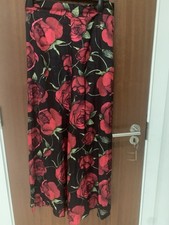 Charmuse silk Blend Wide Leg Rose Print Trousers Size 14-16