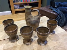 Ceramic pitcher and goblets - ceramic,