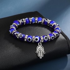 Turkish Greek BLUE Evil Eye Bead Protection Good Luck Bracelet Jewellery Glass