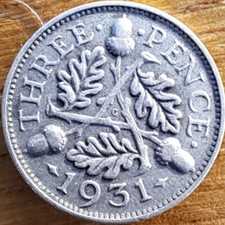 1931 Silver Threepence 3d -
