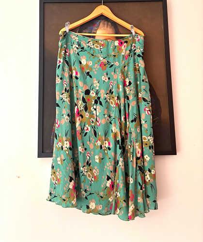 Jigsaw green floral - silk, midi