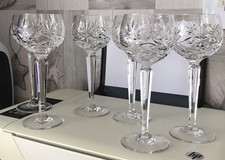 6 CUT CRYSTAL HOCK GLASSES  MINT CONDITION