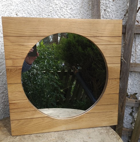 Round mirror panelled - panelled, solid