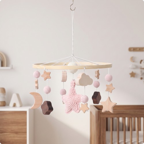 Baby crib mobile - with, wooden