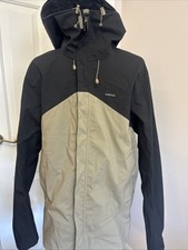 Decathlon Mens Waterproof Raincoat Jacket Size L Black Beige New