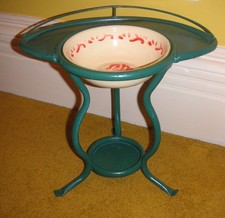 Antique Childs Wrought Iron Frame & Enamel Bowl Washstand with Basin & Rail