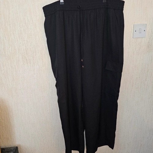 Black wide leg cargo - black,