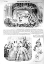 Old Antique Print 1856 Woodin Olio Oddities Lakes Theatre Paris Fashion 19th