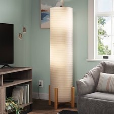 Paper Floor Lamp Natural Wood
