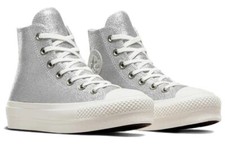 Converse Chuck Taylor Lift Hi Lift Silver Glitter Women's Size 4UK New No Box