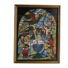 Vtg framed needlepoint art