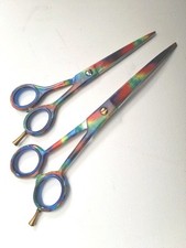 Pro New Dog Grooming 2 Scissors JapJ2 STEEL Two Scissors Flaming Hot Colours