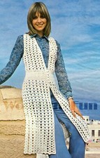 Crochet Pattern Womens Long Summer Waistcoat Sleeveless Cardigan.