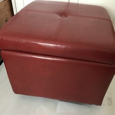 Real Leather Red Ottoman Storage Box/Footstool H40cm W46cm D27cm £50 Pre Owned