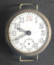 WWI Silver Trench Watch – Enamel Dial Red 12 – Spares/Repair – 27g – 3.5cm