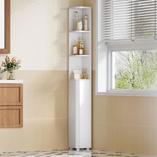 White corner bathroom cabinet - corner,
