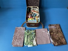 Vintage Sewing Box with Contents and fabrics