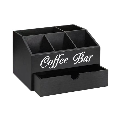 Wooden coffee bar - storage, rack
