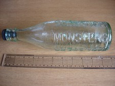Old glass fizzy drink Bottle w original stone stopper. MONSTERS. (Soda Stream)