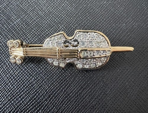 Vintage cello brooch gold tone - brooch,