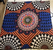 Becksondergaard Wool Cashmere Square Scarf Rare Bold Geometric/Mandala Print 53”