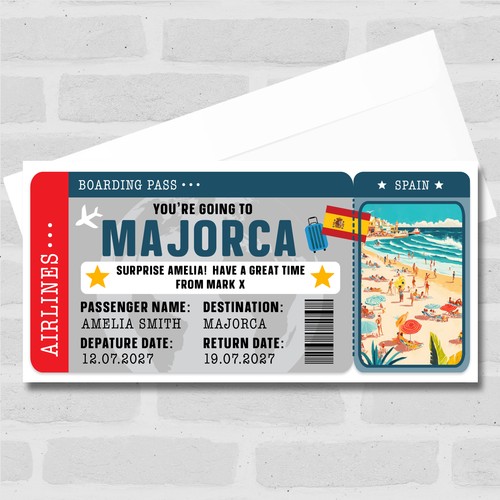 Majorca beach boarding pass - boarding,