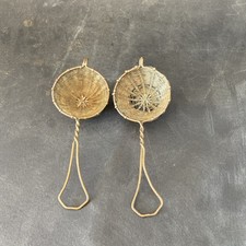 Pair Vintage Woven Brass Wire work Tea Strainers
