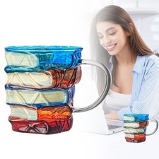 Hand painted book stack - hand-painted, glass
