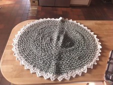 Handmade Platted Rag Rug With Crochet Edging. Made From T-shirt Material.