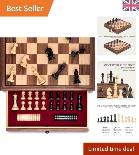 Walnut wooden chess set - walnut,