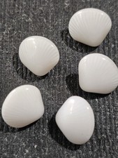 Set Of Vintage White Shell Shaped Glass Buttons