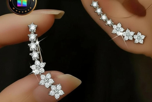 Zirconia stone stud earrings - stone,