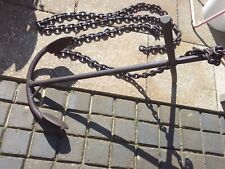 Vintage Cast Iron Original Olde Shops Boats Anchor 34" x 30" 12ft Chain Heavy 