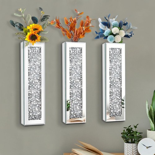 Silver mirrored vase set - mirrored, 3