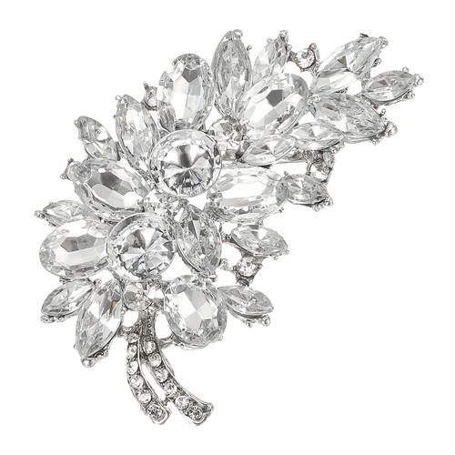 Rhinestone flower leaf - rhinestone, brooch