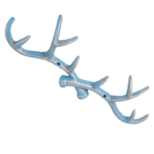 Blue metal antler coat holder - metal,