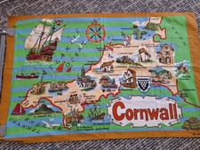 Vintage Cornwall Map Tea Towel