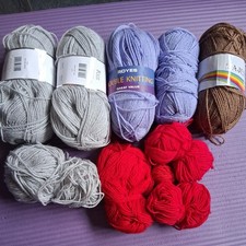 dk yarn mixed lot red, light purple sparkle grey 8 balls acrylic double knit