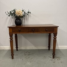 Vintage Wooden Console Table with Turned Legs, Small Wooden Desk
