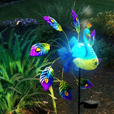 Peacock Wind Spinner Solar Powered Lawn Light LED Windmill Ornament Garden Decor