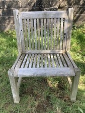 Quirky Single Wide Solid Weathered Silvered Teak Outdoor Garden Chair 2`11"H