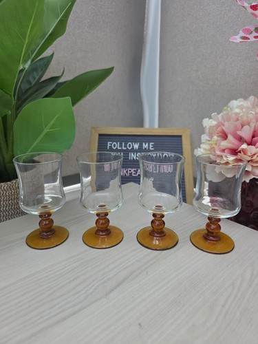 Vintage set amber stemmed - 4,