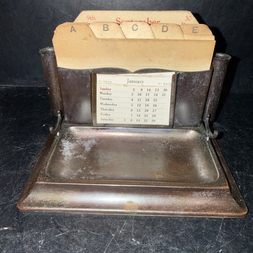 Antique metal desk calendar - antique,