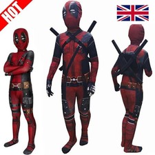 Deadpool Costume Cosplay Kids Bodysuit Boys Children Day Fancy Dress Party UK