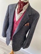HARRIS TWEED mens BROADSTREET'S GREY RUSTIC CHECK  BUGGY LINED SPORTS JACKET 46"