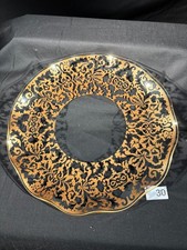Chance Glass Regency Gold Pattern. Medium fluted dish/plate - vintage