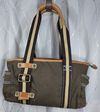 Vintage GAP 1969 Brown Canvas Leather Tote Bag Adjustable Straps Pockets Y2K