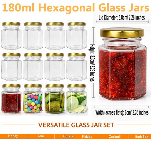 180ml hexagon glass jars - hexagon,